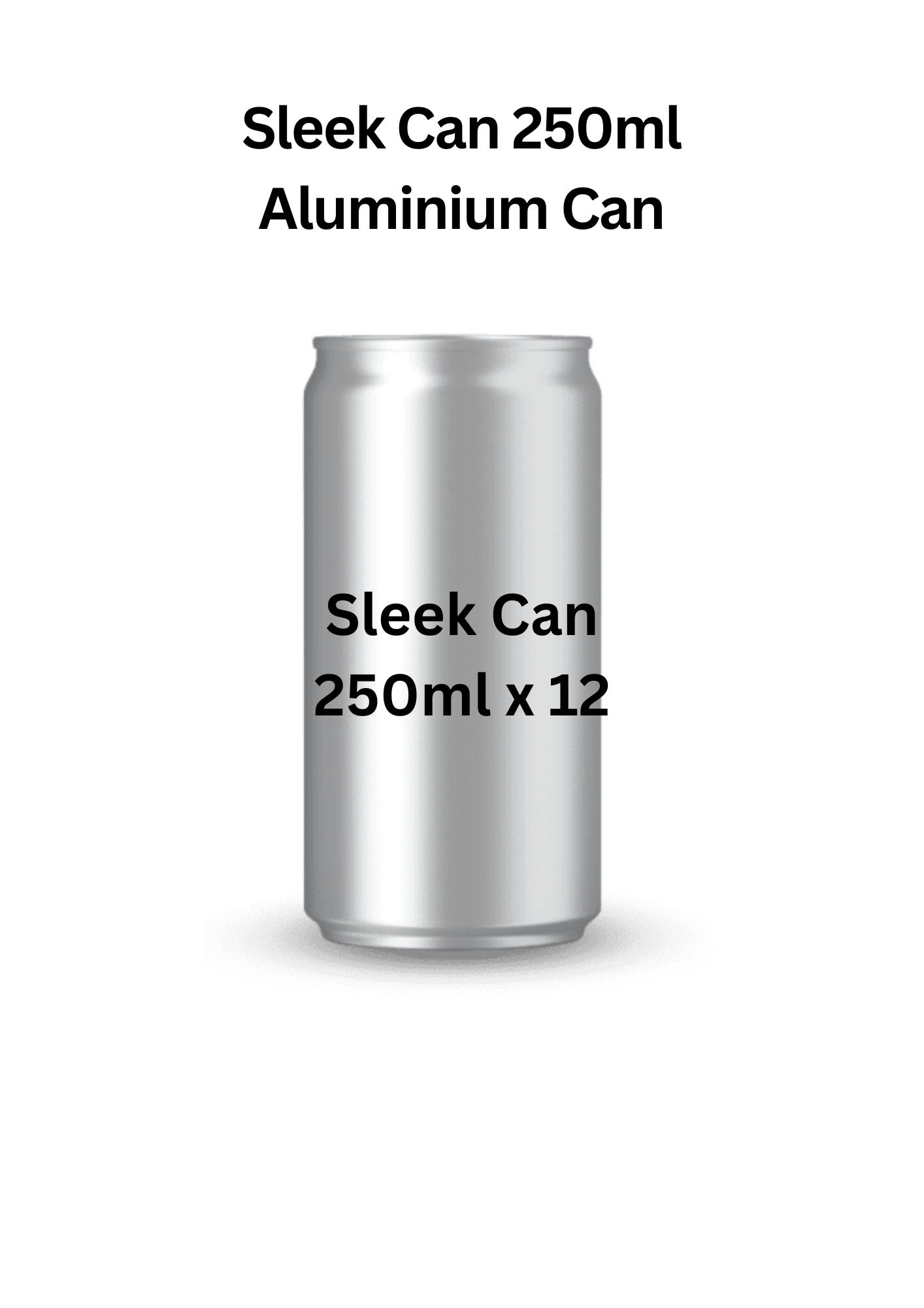 12 x 250ml Sleek Aluminium Beverage Cans. Free shipping Uk