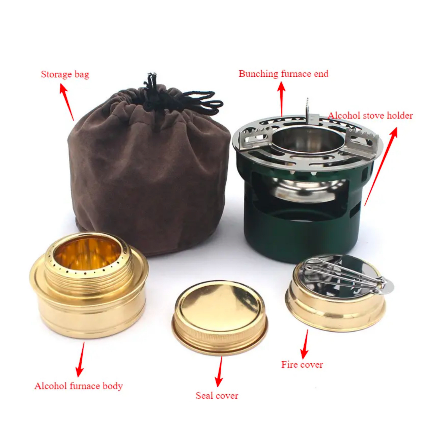 Portable Brass Alcohol Stove with Large Capacity Ideal for Outdoor Camping, Survival, Fishing.