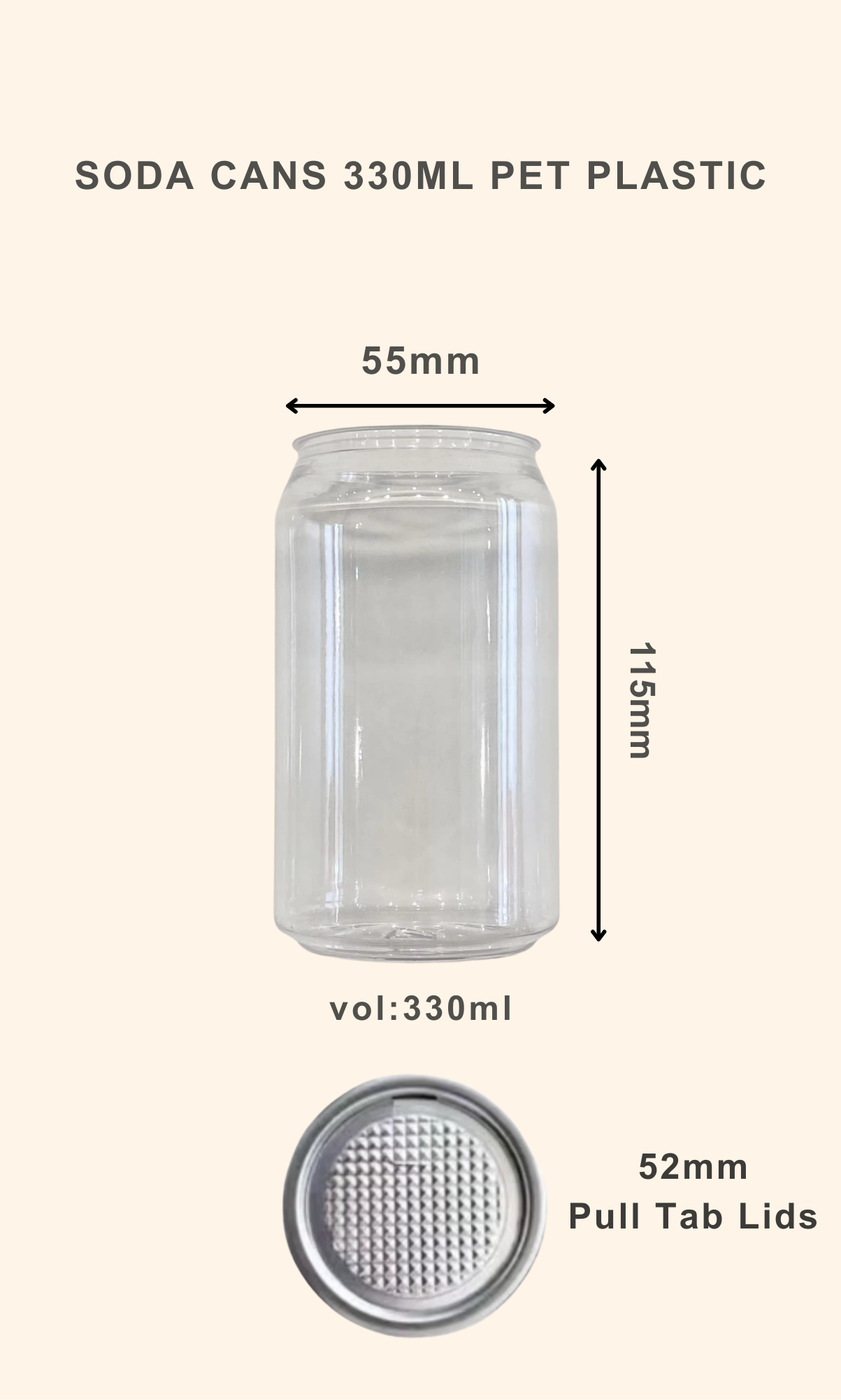 1 x Manual Hand Sealer for 52mm Clear Cans with 20 Cans 330ml and Foil Pull Tab Lids.