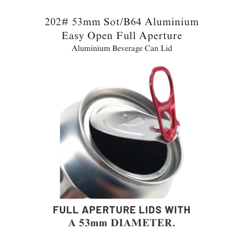 5000 Full Aperture 202 53mm Full Open Pull Tab Lid Aluminum Full Aperture Easy Open End for Soda Beverage