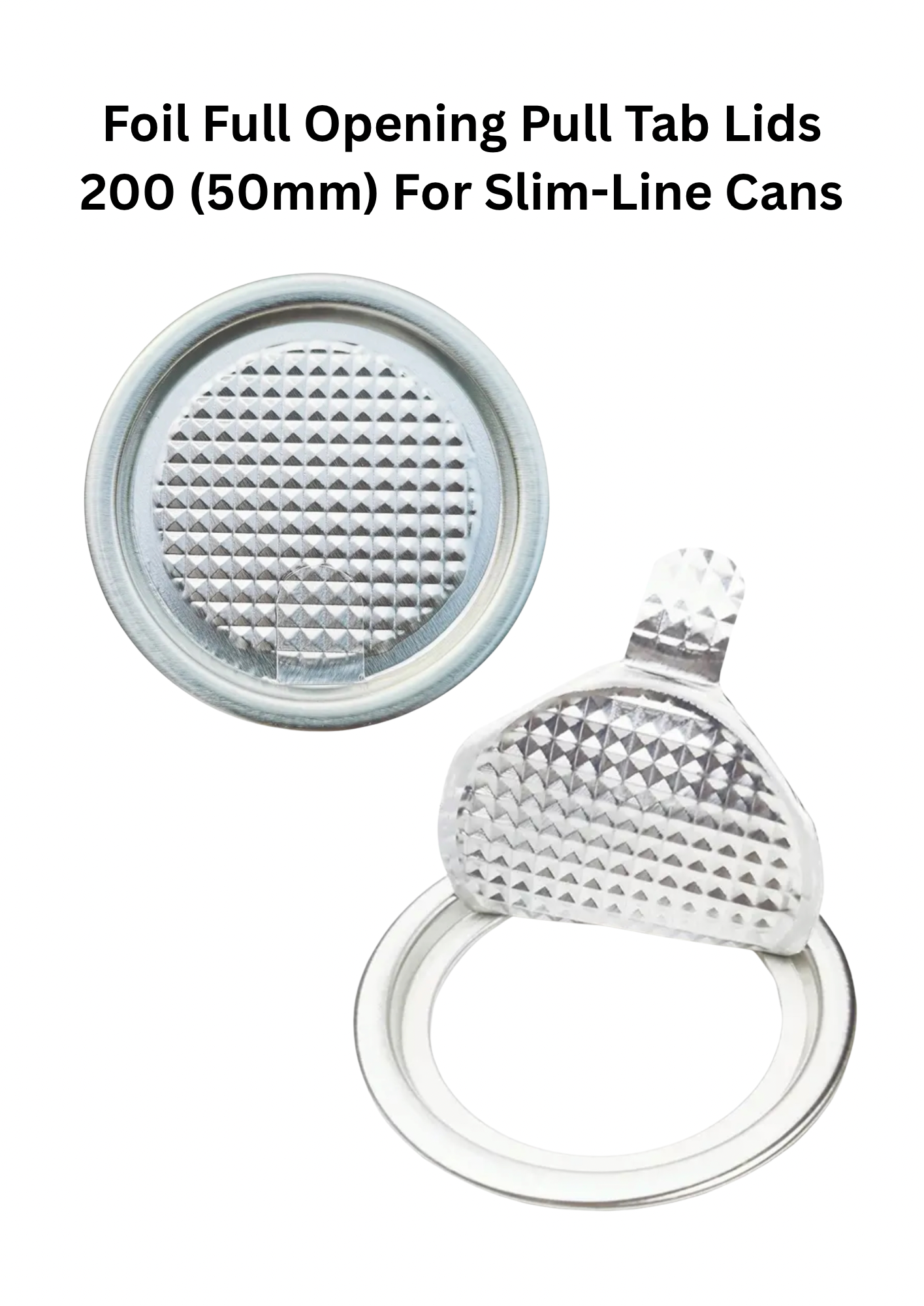 100 Foil Pull Tabs 50mm will Fit on Slim-Line Cans Lid for Beer and Wine or Spirits