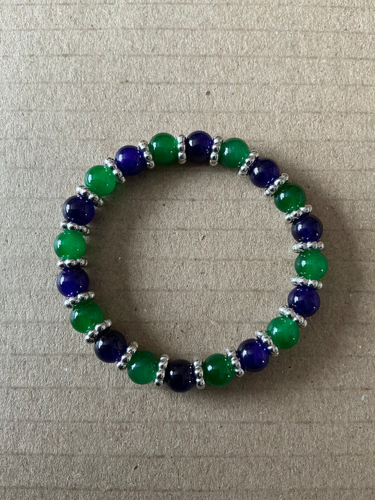 Green, Black & Silver Bracelet With Box.