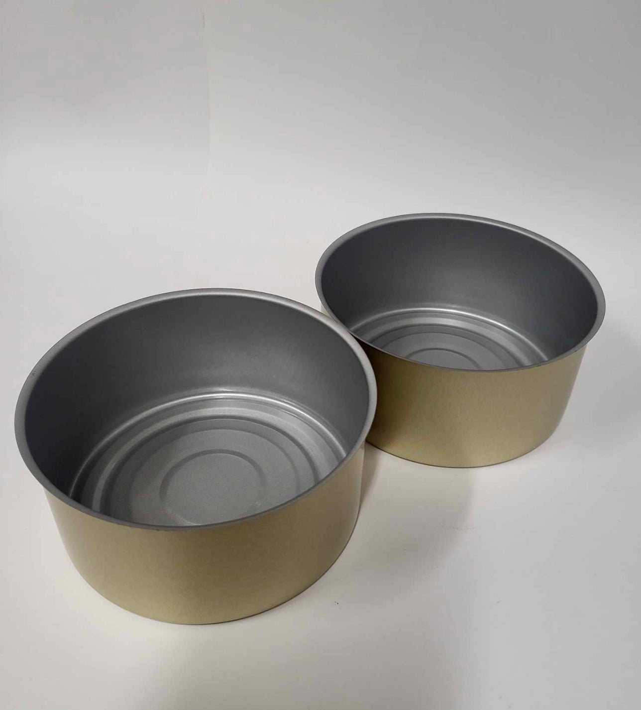 48 x Cans 99mm by 52mm Outside - gold color, inside - gray.