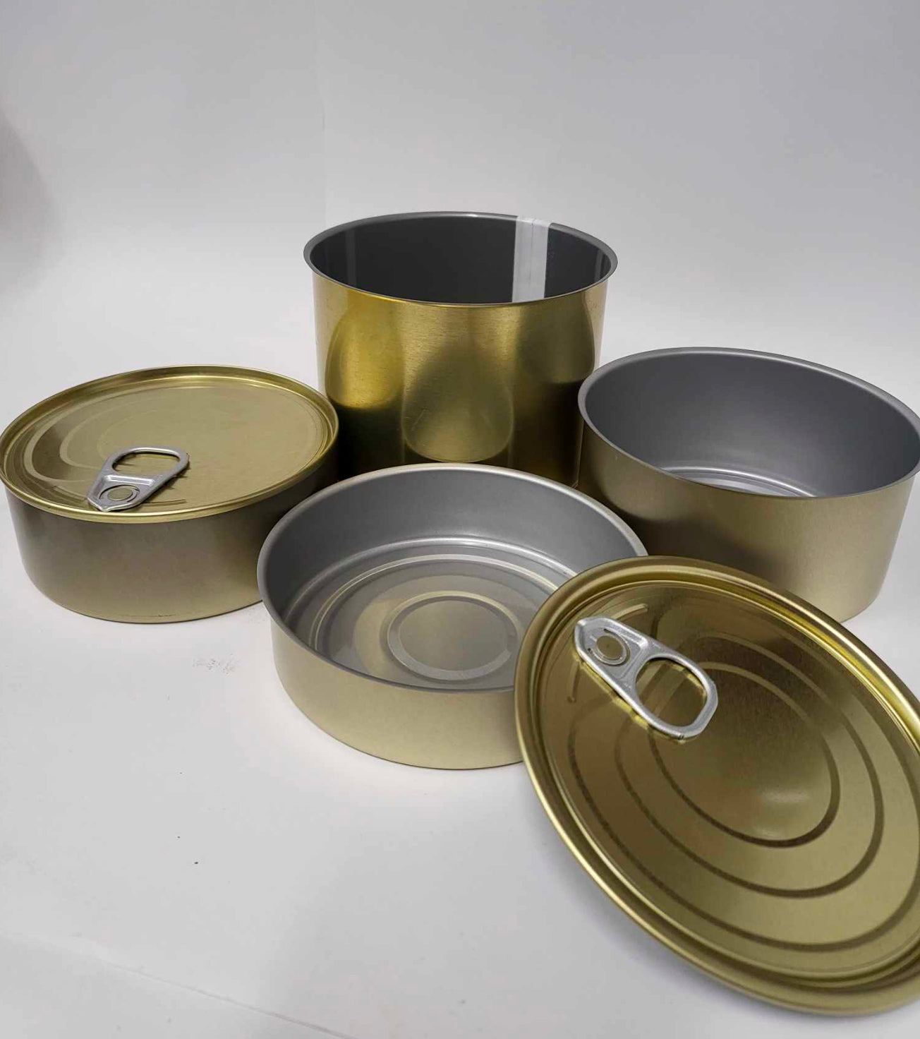 72 x Cans 99mm by 27mm Outside - gold color, inside - gray.