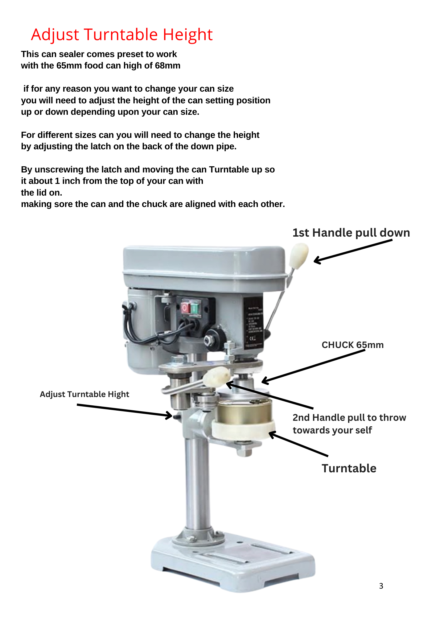 Table Top 65mm Can Sealing Machine will seal cans with a Diameter of 65mm