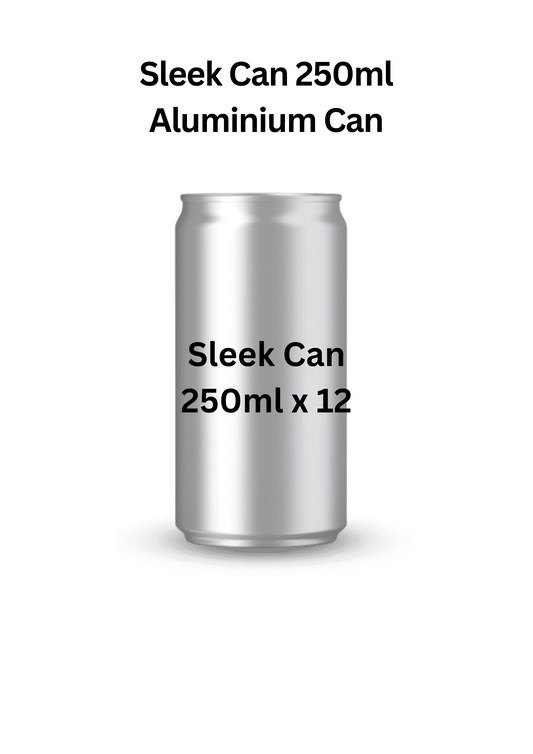 12 x 250ml Sleek Aluminium Beverage Cans. Free shipping Uk