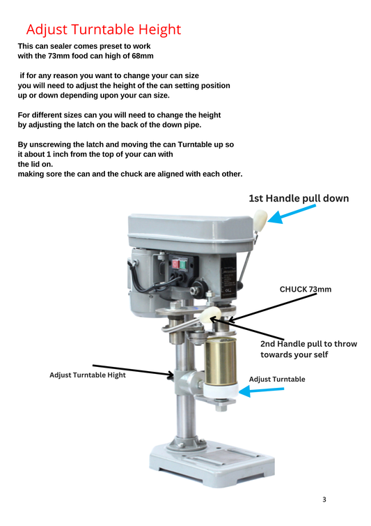 Table Top 73mm Can Sealing Machine will seal cans with a Diameter of 73mm ( Baked Beans Cans )