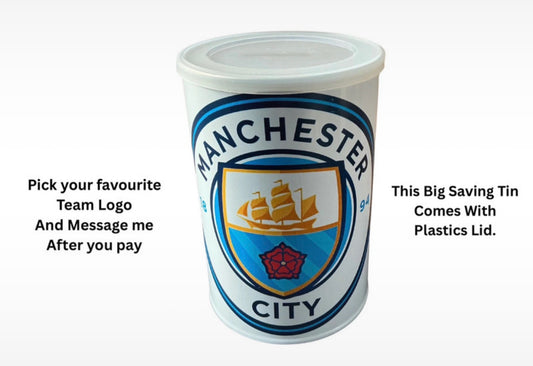 New large money Tin with Man City emblem, you can pick your team from our list below