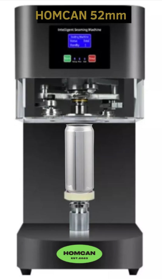 New Table Top 52mm Automatic Can Sealing Machine For 330ml Clear Plastic Cans 100 + 100 Foil pull Tab lids