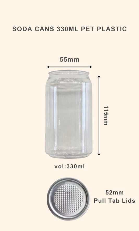 1 x Manual Hand Sealer for 52mm Clear Cans with 20 Cans 330ml and Foil Pull Tab Lids.