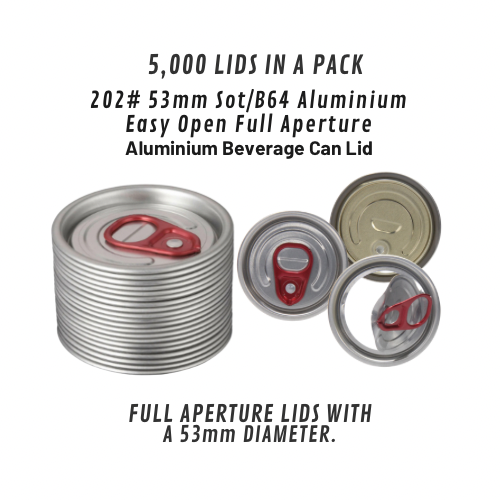 5000 Full Aperture 202 53mm Full Open Pull Tab Lid Aluminum Full Aperture Easy Open End for Soda Beverage
