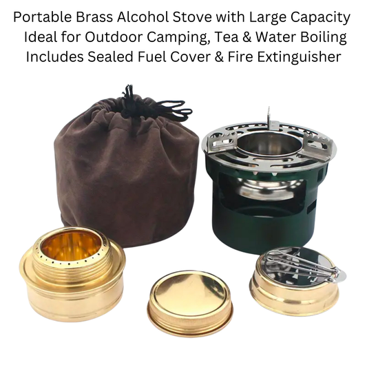 Portable Brass Alcohol Stove with Large Capacity Ideal for Outdoor Camping, Survival, Fishing.