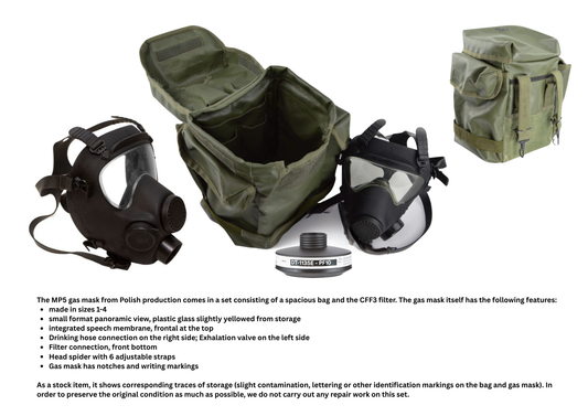 NATO MILITARY MP5 GAS MASK WITH FILTER AND CARRY BAG
