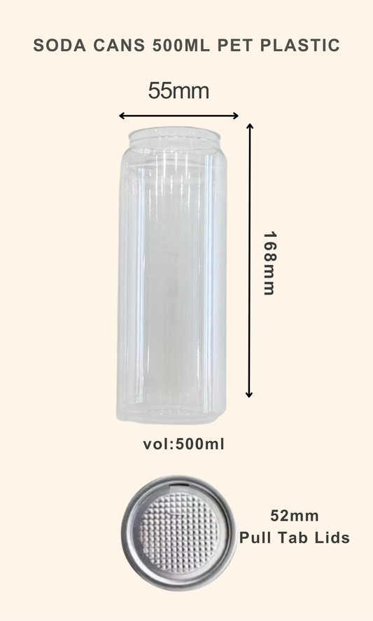 1 x Manual Hand Sealer for 52mm Clear Cans with 20 Cans 500ml and Foil Pull Tab Lids.