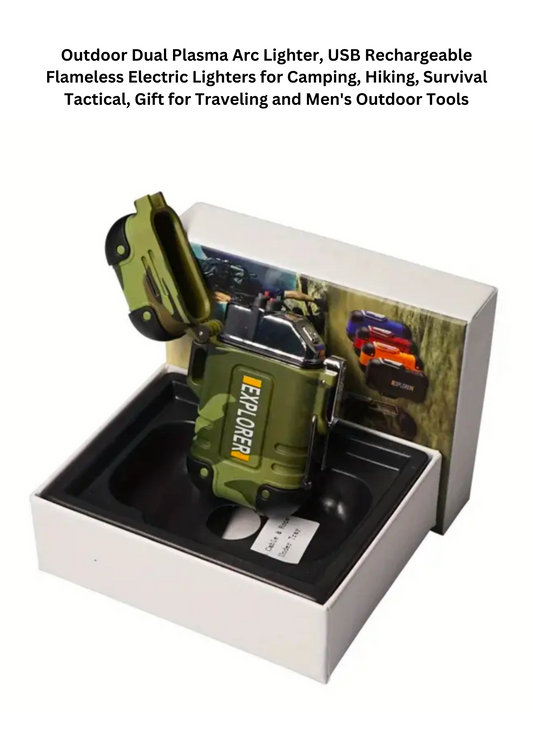 1 x Outdoor Dual Plasma Arc Lighter, USB Rechargeable Flameless Electric Lighters for Camping, Hiking, Fishing, Survival.