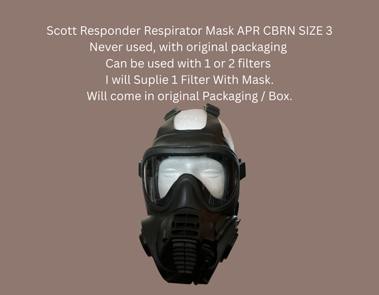 1 x New GSR/FRR Respirator Mask Using 40mm Threaded CBRN Filters, Mask Size 3 with 1 x 40mm Filter