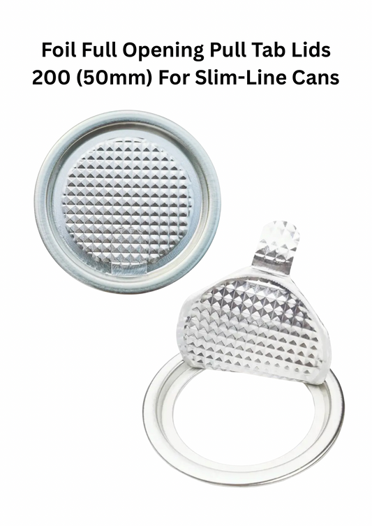 100 Foil Pull Tabs 50mm will Fit on Slim-Line Cans Lid for Beer and Wine or Spirits