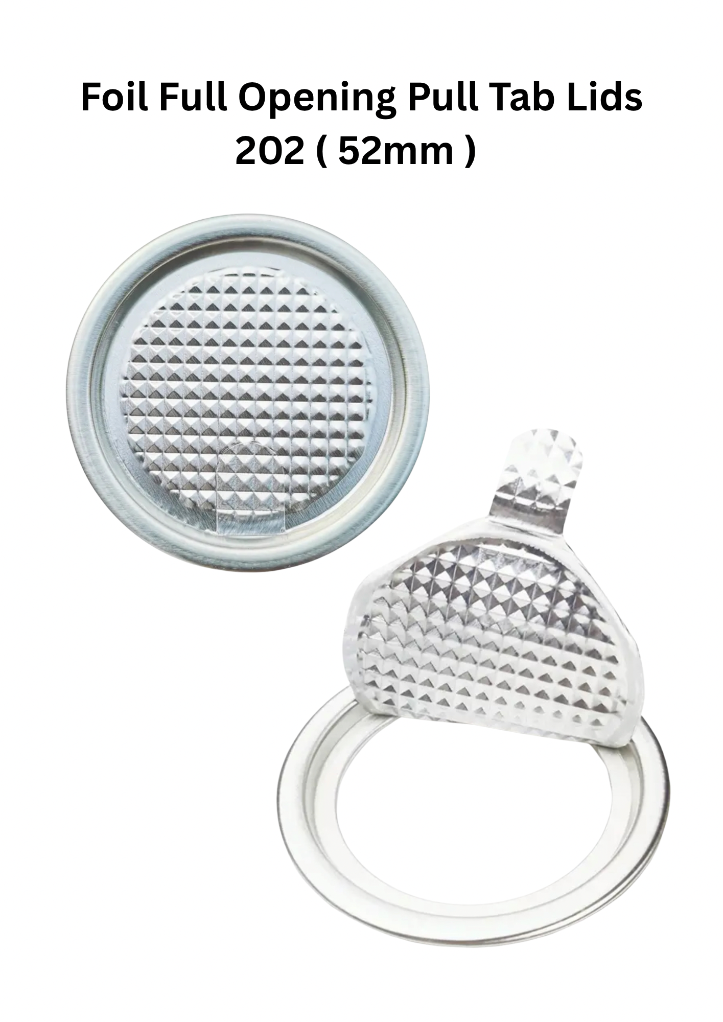 100 Foil Pull Tabs 52mm Lid for Beer and Wine or Spirits