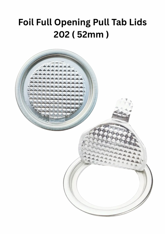 100 Foil Pull Tabs 52mm Lid for Beer and Wine or Spirits