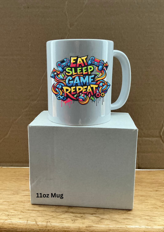 New 11oz Mug Eat Sleep Game Repeat Grate for the Gamer.