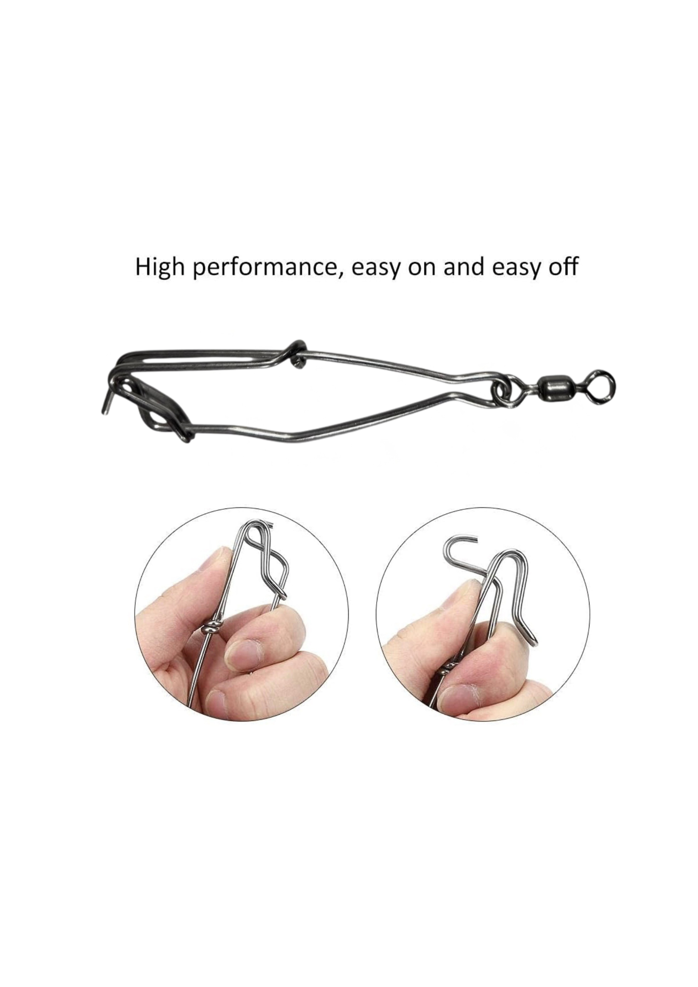 10 x 80mm Long-line clips stainless steel Size 4/0 Stainless Steel Swivel