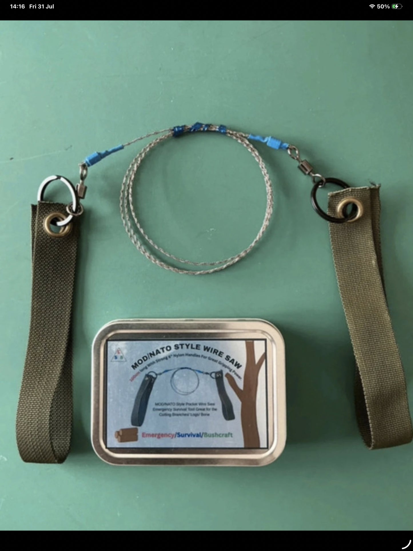 New Heavy Duty All Stainless Steel Wire Saw 100cm NOT the Standard 20 inches with 6”  Nylon Handles full instructions. (Copy)