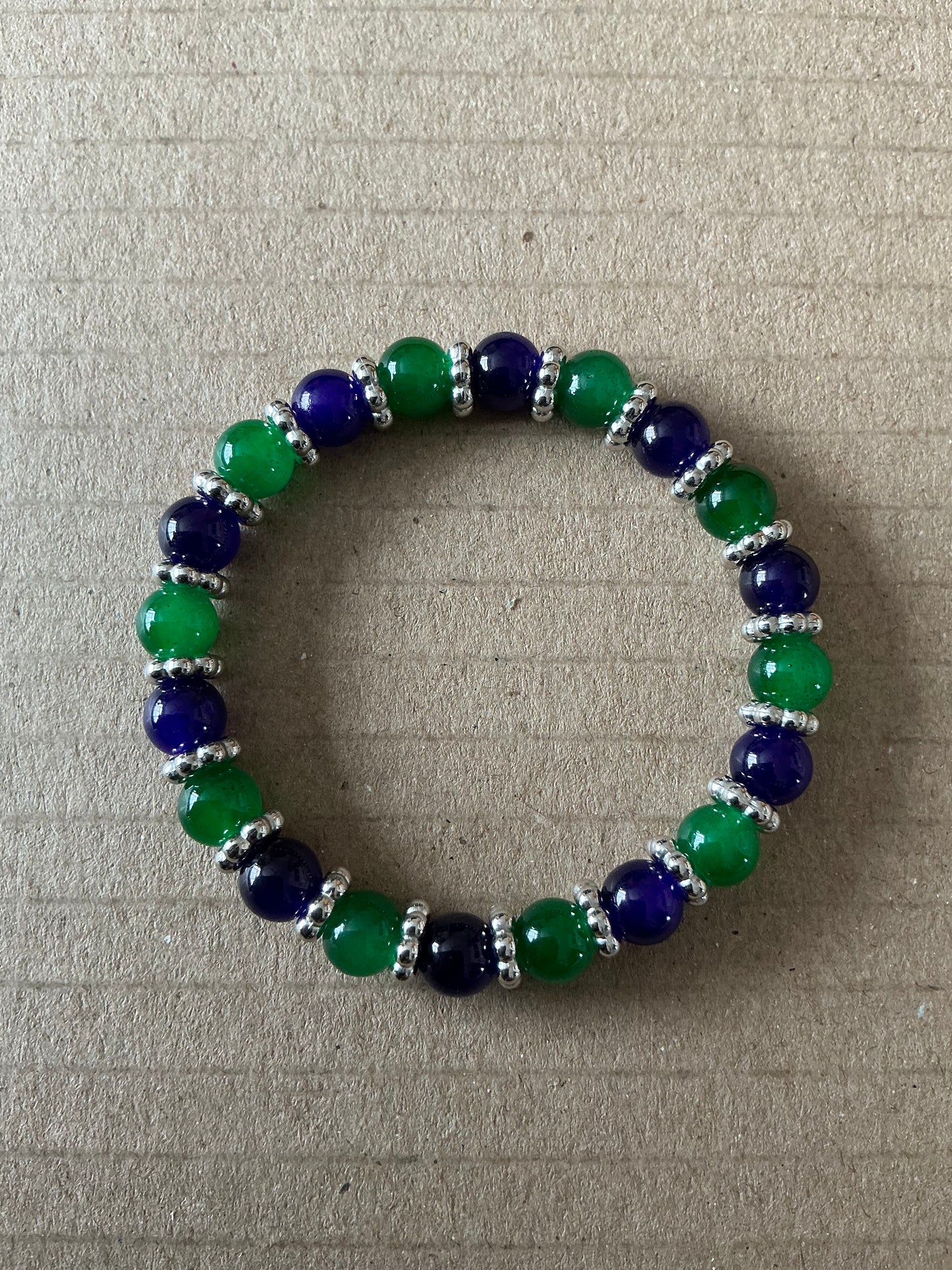Green, Black & Silver Bracelet With Box.