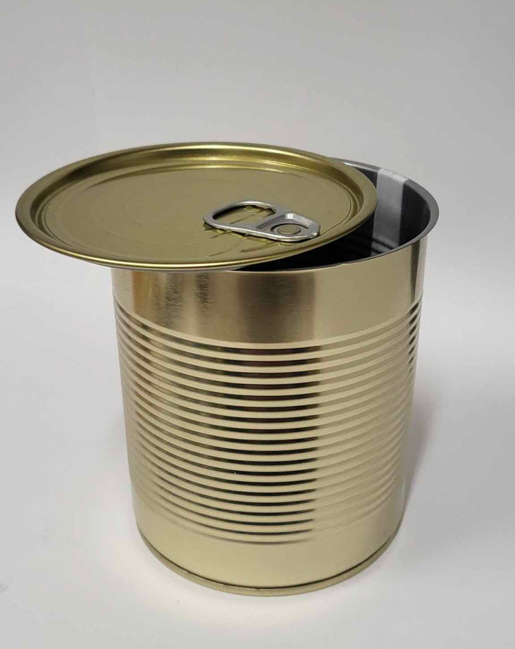 1 x Cans 99mm by 117mm Outside - gold color, inside - gray.