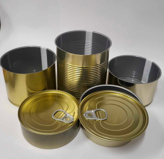 1 x Cans 99mm by 117mm Outside - gold color, inside - gray.