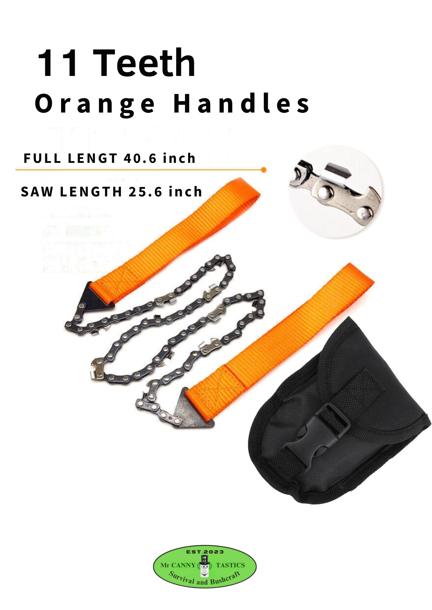 Survivalist Tool 1 Pocket Wire Chainsaw for Outdoor pursuits with Belt Pouch.
