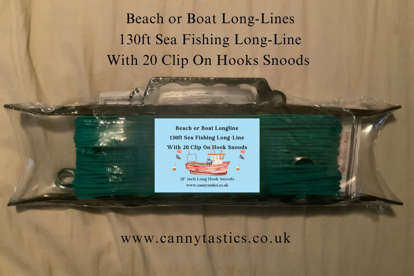 130ft Sea Fishing Long-line & 20 Clip On Hook Snoods Hook  Mustad or Bait-holders