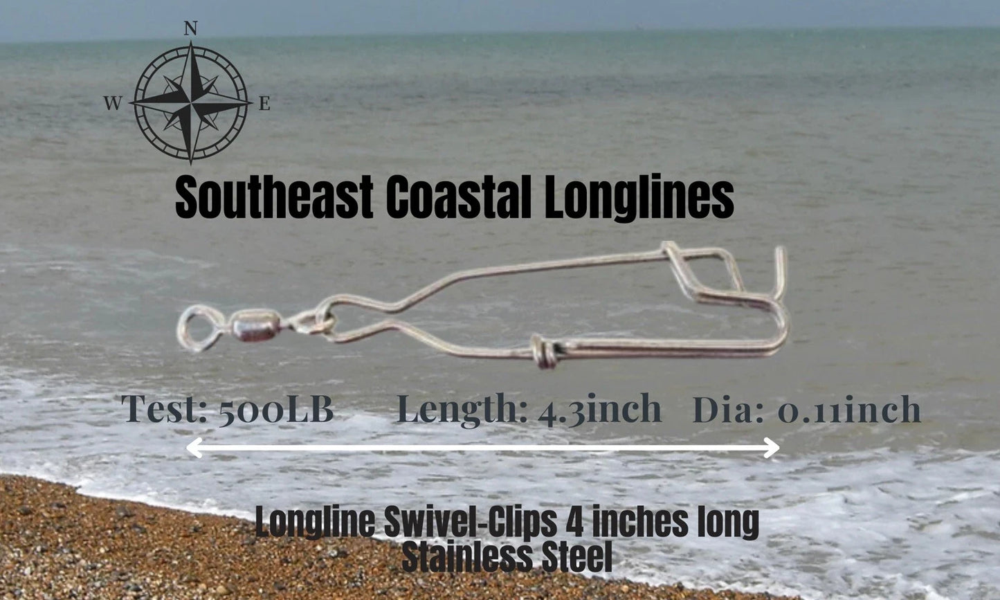 Pack Of 10 Longline Sea Fishing Snap On Clips With Swivel Length 4.3 Inches