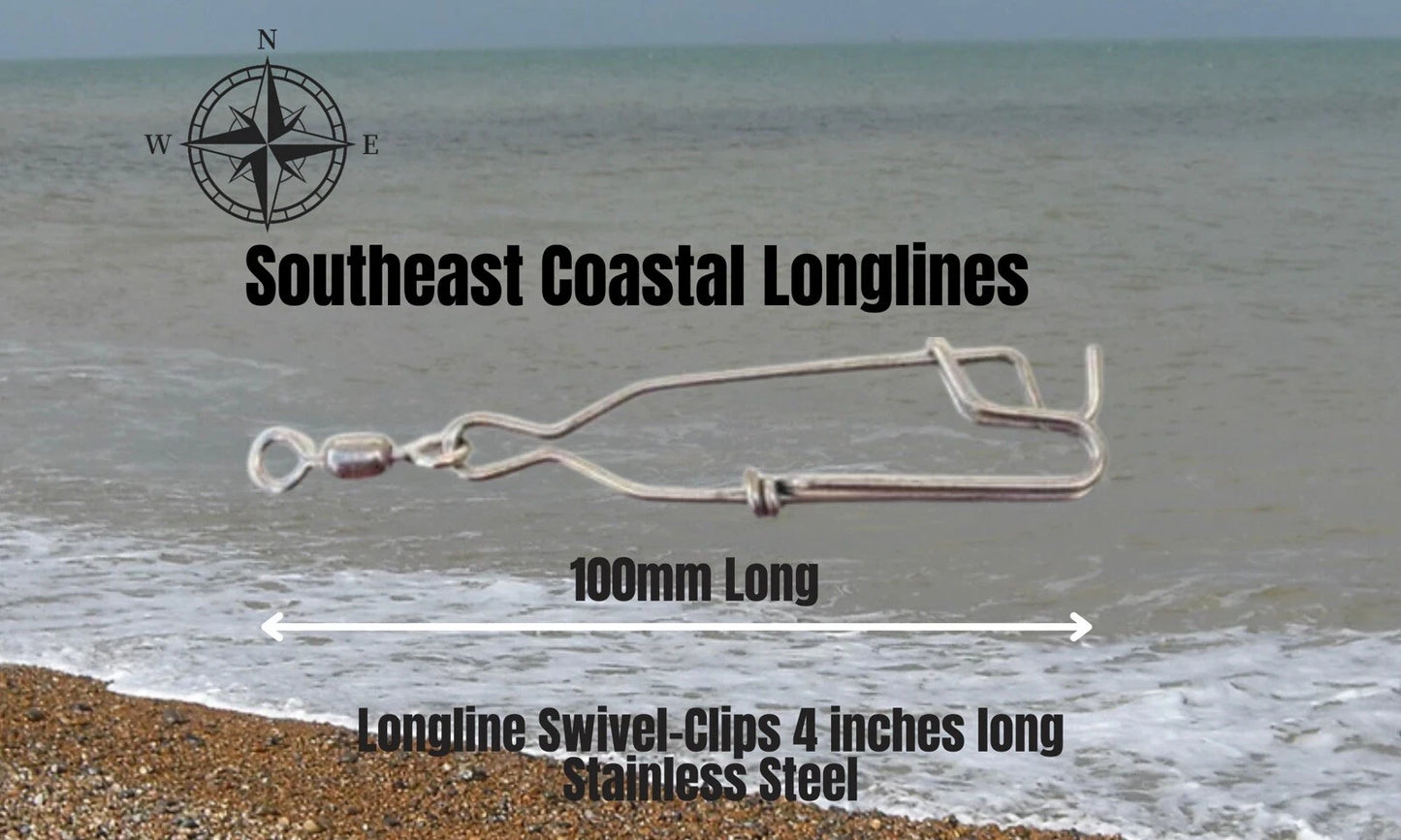 Pack Of 10 Longline Sea Fishing Snap On Clips With Swivel Length 4.3 Inches