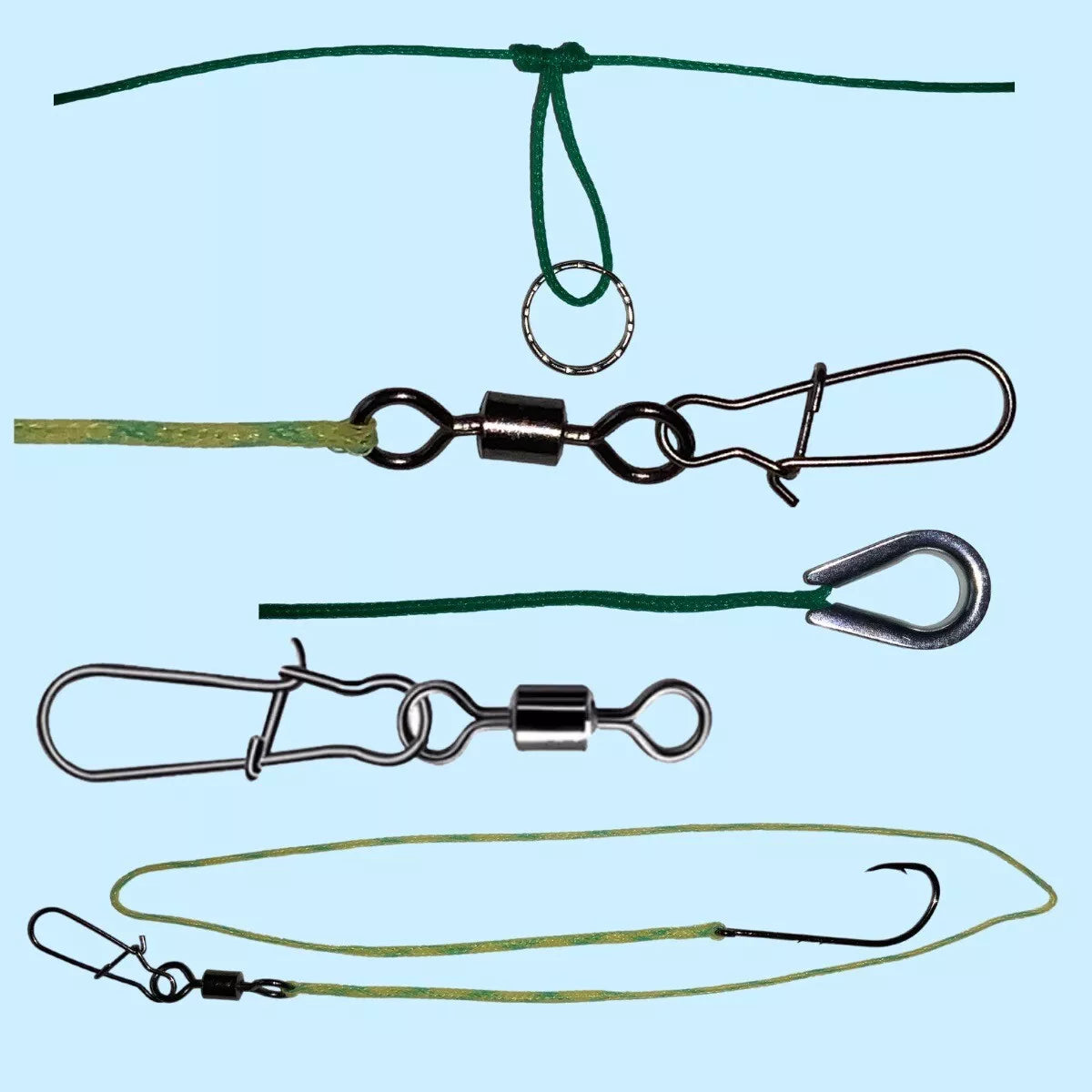 130ft Sea Fishing Long-line & 20 Clip On Hook Snoods Hook  Mustad or Bait-holders